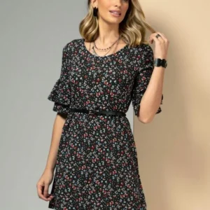 Vestido cinza chumbo com estampa floral (cópia) (cópia) (cópia)
